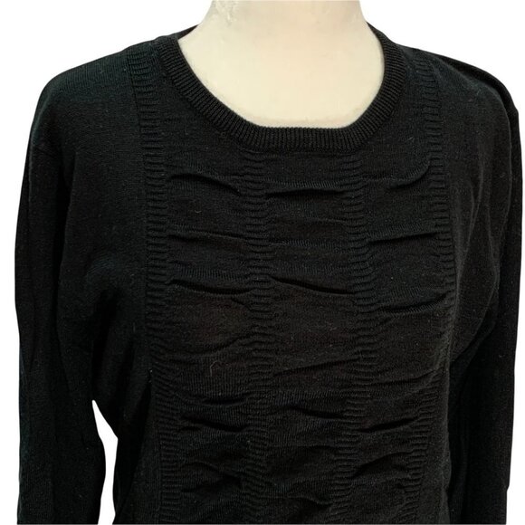 FIELDS🖤BLACK Crew Neck Black Lightweight Sweater Ruching Detail on Fron… - Picture 4 of 10